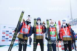 23.01.2021, Antholz, Italy (ITA): Sturla Holm Laegreid (NOR), Johannes Dale (NOR), Tarjei Boe (NOR), Johannes Thingnes Boe (NOR) -  IBU World Cup Biathlon, relay men, Antholz (ITA). www.nordicfocus.com. © Manzoni/NordicFocus. Every downloaded picture is fee-liable.