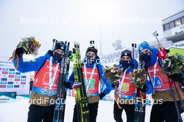 23.01.2021, Antholz, Italy (ITA): Antonin Guigonnat (FRA), Quentin Fillon Maillet (FRA), Simon Desthieux (FRA), Emilien Jacquelin (FRA), (l-r) -  IBU World Cup Biathlon, relay men, Antholz (ITA). www.nordicfocus.com. © Manzoni/NordicFocus. Every downloaded picture is fee-liable.