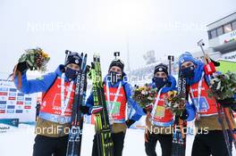 23.01.2021, Antholz, Italy (ITA): Antonin Guigonnat (FRA), Quentin Fillon Maillet (FRA), Simon Desthieux (FRA), Emilien Jacquelin (FRA) -  IBU World Cup Biathlon, relay men, Antholz (ITA). www.nordicfocus.com. © Manzoni/NordicFocus. Every downloaded picture is fee-liable.