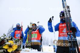 23.01.2021, Antholz, Italy (ITA): Antonin Guigonnat (FRA), Quentin Fillon Maillet (FRA), Emilien Jacquelin (FRA) -  IBU World Cup Biathlon, relay men, Antholz (ITA). www.nordicfocus.com. © Manzoni/NordicFocus. Every downloaded picture is fee-liable.