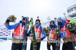 23.01.2021, Antholz, Italy (ITA): Antonin Guigonnat (FRA), Quentin Fillon Maillet (FRA), Simon Desthieux (FRA), Emilien Jacquelin (FRA) -  IBU World Cup Biathlon, relay men, Antholz (ITA). www.nordicfocus.com. © Manzoni/NordicFocus. Every downloaded picture is fee-liable.