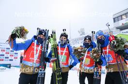 23.01.2021, Antholz, Italy (ITA): Antonin Guigonnat (FRA), Quentin Fillon Maillet (FRA), Simon Desthieux (FRA), Emilien Jacquelin (FRA) -  IBU World Cup Biathlon, relay men, Antholz (ITA). www.nordicfocus.com. © Manzoni/NordicFocus. Every downloaded picture is fee-liable.