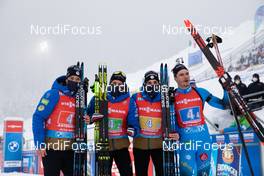 23.01.2021, Antholz, Italy (ITA): Antonin Guigonnat (FRA), Quentin Fillon Maillet (FRA), Simon Desthieux (FRA), Emilien Jacquelin (FRA), (l-r) -  IBU World Cup Biathlon, relay men, Antholz (ITA). www.nordicfocus.com. © Manzoni/NordicFocus. Every downloaded picture is fee-liable.