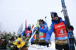 23.01.2021, Antholz, Italy (ITA): Antonin Guigonnat (FRA), Quentin Fillon Maillet (FRA), Emilien Jacquelin (FRA) -  IBU World Cup Biathlon, relay men, Antholz (ITA). www.nordicfocus.com. © Manzoni/NordicFocus. Every downloaded picture is fee-liable.