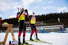 10.03.2021, Nove Mesto, Czech Republic (CZE): Tarjei Boe (NOR), Johannes Thingnes Boe (NOR), (l-r) - IBU World Cup Biathlon, training, Nove Mesto (CZE). www.nordicfocus.com. © Manzoni/NordicFocus. Every downloaded picture is fee-liable.