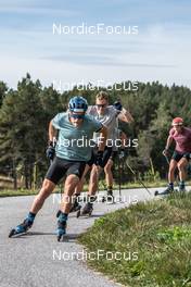 29.09.2021, Font-Romeu, France (FRA): Antonin Guigonnat (FRA), Emilien Jacquelin (FRA), Quentin Fillon Maillet (FRA), Simon Desthieux (FRA), (l-r) - Biathlon training, Font-Romeu (FRA). www.nordicfocus.com. © Leo Authamayou/NordicFocus. Every downloaded picture is fee-liable.