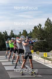 29.09.2021, Font-Romeu, France (FRA): Antonin Guigonnat (FRA), Fabien Claude (FRA), Simon Desthieux (FRA), Emilien Jacquelin (FRA), Quentin Fillon Maillet (FRA), (l-r) - Biathlon training, Font-Romeu (FRA). www.nordicfocus.com. © Leo Authamayou/NordicFocus. Every downloaded picture is fee-liable.