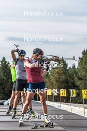 29.09.2021, Font-Romeu, France (FRA): Justine Braisaz-Bouchet (FRA), Quentin Fillon Maillet (FRA), (l-r) - Biathlon training, Font-Romeu (FRA). www.nordicfocus.com. © Leo Authamayou/NordicFocus. Every downloaded picture is fee-liable.