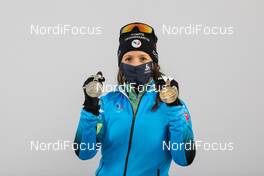 14.02.2021, Pokljuka, Slovenia (SLO): Anais Chevalier-Bouchet (FRA) - IBU World Championships Biathlon, medals, Pokljuka (SLO). www.nordicfocus.com. © Manzoni/NordicFocus. Every downloaded picture is fee-liable.