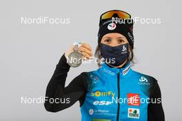 13.02.2021, Pokljuka, Slovenia (SLO): Anais Chevalier-Bouchet (FRA) - IBU World Championships Biathlon, medals, Pokljuka (SLO). www.nordicfocus.com. © Manzoni/NordicFocus. Every downloaded picture is fee-liable.