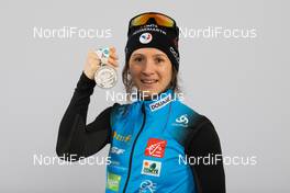 13.02.2021, Pokljuka, Slovenia (SLO): Anais Chevalier-Bouchet (FRA) - IBU World Championships Biathlon, medals, Pokljuka (SLO). www.nordicfocus.com. © Manzoni/NordicFocus. Every downloaded picture is fee-liable.