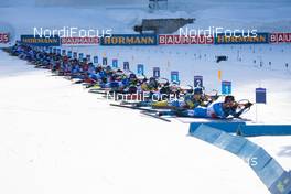 18.02.2021, Pokljuka, Slovenia (SLO): Yonggyu Kim (KOR), Vladimir Iliev (BUL), Mikulas Karlik (CZE), Tomas Hasilla (SVK), Kresimir Crnkovic (CRO), Mikito Tachizaki (JPN), Mihail Usov (MDA), George Buta (ROU), Jaakko Ranta (FIN), Aleksandrs Patrijuks (LAT), Rene Zahkna (EST), Benjamin Weger (SUI), Tomas Kaukenas (LTU), Artem Pryma (UKR), Jakov Fak (SLO), Florent Claude (BEL), Sean Doherty (USA), Vladislav Kireyev (KAZ), Eduard Latypov (RBU), Simon Eder (AUT), Lukas Hofer (ITA), Christian Gow (CAN), Mikita Labastau (BLR), Erik Lesser (GER), Johannes Thingnes Boe (NOR), Sebastian Samuelsson (SWE), Antonin Guigonnat (FRA), (l-r) - IBU World Championships Biathlon, single mixed relay, Pokljuka (SLO). www.nordicfocus.com. © Manzoni/NordicFocus. Every downloaded picture is fee-liable.