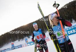 18.02.2021, Pokljuka, Slovenia (SLO): Johannes Thingnes Boe (NOR), Tiril Eckhoff (NOR), (l-r) - IBU World Championships Biathlon, single mixed relay, Pokljuka (SLO). www.nordicfocus.com. © Manzoni/NordicFocus. Every downloaded picture is fee-liable.