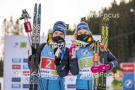 18.02.2021, Pokljuka, Slovenia (SLO): Sebastian Samuelsson (SWE), Hanna Oeberg (SWE), (l-r)  - IBU World Championships Biathlon, single mixed relay, Pokljuka (SLO). www.nordicfocus.com. © Thibaut/NordicFocus. Every downloaded picture is fee-liable.