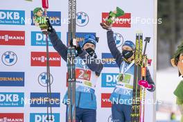 18.02.2021, Pokljuka, Slovenia (SLO): Sebastian Samuelsson (SWE), Hanna Oeberg (SWE), (l-r) - IBU World Championships Biathlon, single mixed relay, Pokljuka (SLO). www.nordicfocus.com. © Thibaut/NordicFocus. Every downloaded picture is fee-liable.