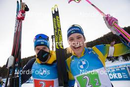 18.02.2021, Pokljuka, Slovenia (SLO): Sebastian Samuelsson (SWE), Hanna Oeberg (SWE), (l-r) - IBU World Championships Biathlon, single mixed relay, Pokljuka (SLO). www.nordicfocus.com. © Manzoni/NordicFocus. Every downloaded picture is fee-liable.