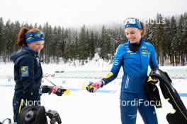 09.02.2021, Pokljuka, Slovenia (SLO): Linn Persson (SWE), Hanna Oeberg (SWE), (l-r) - IBU World Championships Biathlon, training, Pokljuka (SLO). www.nordicfocus.com. © Manzoni/NordicFocus. Every downloaded picture is fee-liable.