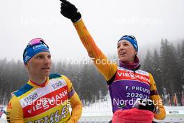 09.02.2021, Pokljuka, Slovenia (SLO): Erik Lesser (GER), Franziska Preuss (GER), (l-r) - IBU World Championships Biathlon, training, Pokljuka (SLO). www.nordicfocus.com. © Manzoni/NordicFocus. Every downloaded picture is fee-liable.