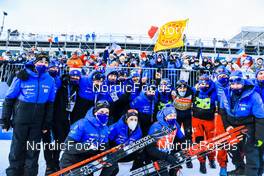 16.12.2021, Annecy-Le Grand Bornand, France (FRA): Julia Simon (FRA), Anais Chevalier-Bouchet (FRA), Anais Bescond (FRA), (l-r) -  IBU World Cup Biathlon, sprint women, Annecy-Le Grand Bornand (FRA). www.nordicfocus.com. © Manzoni/NordicFocus. Every downloaded picture is fee-liable.