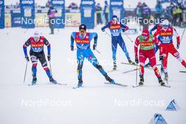 01.01.2021 Val Mustair, Switzerland (SUI): Richard Jouve (FRA), Ivan Yakimushkin (RUS), Michal Novak (CZE), (l-r)  - FIS world cup cross-country, tour de ski, individual sprint, Val Mustair (SUI). www.nordicfocus.com. © Modica/NordicFocus. Every downloaded picture is fee-liable.