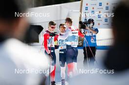 25.02.2021, Oberstdorf, Germany (GER): Johannes Hoesflot Klaebo (NOR), Haavard Solaas Taugboel (NOR), Erik Valnes (NOR), (l-r) - FIS nordic world ski championships cross-country, individual sprint, Oberstdorf (GER). www.nordicfocus.com. © Modica/NordicFocus. Every downloaded picture is fee-liable.