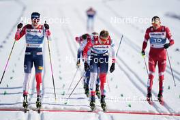 25.02.2021, Oberstdorf, Germany (GER): Johannes Hoesflot Klaebo (NOR), Erik Valnes (NOR), Alexander Bolshunov (RSF), (l-r) - FIS nordic world ski championships cross-country, individual sprint, Oberstdorf (GER). www.nordicfocus.com. © Thibaut/NordicFocus. Every downloaded picture is fee-liable.