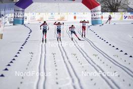 25.02.2021, Oberstdorf, Germany (GER): Johannes Hoesflot Klaebo (NOR), Erik Valnes (NOR), Haavard Solaas Taugboel (NOR), Alexander Bolshunov (RSF), (l-r) - FIS nordic world ski championships cross-country, individual sprint, Oberstdorf (GER). www.nordicfocus.com. © Thibaut/NordicFocus. Every downloaded picture is fee-liable.