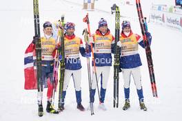 05.03.2021, Oberstdorf, Germany (GER): Johannes Hoesflot Klaebo (NOR), Hans Christer Holund (NOR), Emil Iversen (NOR), Paal Golberg (NOR), (l-r)  - FIS nordic world ski championships cross-country, 4x10km men, Oberstdorf (GER). www.nordicfocus.com. © Thibaut/NordicFocus. Every downloaded picture is fee-liable.