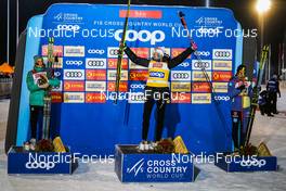 27.11.2021, Ruka, Finland (FIN): Therese Johaug (NOR), Frida Karlsson (SWE), Katharina Hennig (GER), (l-r) - FIS world cup cross-country, 10km women, Ruka (FIN). www.nordicfocus.com. © Thibaut/NordicFocus. Every downloaded picture is fee-liable.