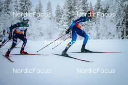 28.11.2021, Ruka, Finland (FIN): David Norris (USA), Jonas Baumann (SUI), (l-r)  - FIS world cup cross-country, pursuit men, Ruka (FIN). www.nordicfocus.com. © Modica/NordicFocus. Every downloaded picture is fee-liable.