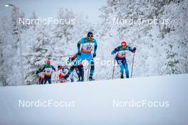 28.11.2021, Ruka, Finland (FIN): Janosch Brugger (GER), Florian Notz (GER), Clement Parisse (FRA), Jonas Baumann (SUI), (l-r)  - FIS world cup cross-country, pursuit men, Ruka (FIN). www.nordicfocus.com. © Modica/NordicFocus. Every downloaded picture is fee-liable.