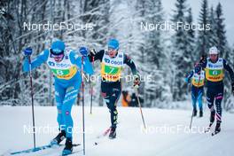 05.12.2021, Lillehammer, Norway (NOR): Francesco De Fabiani (ITA), Lucas Boegl (GER), Jonas Baumann (SUI), Ben Ogden (USA), (l-r)  - FIS world cup cross-country, 4x7.5km men, Lillehammer (NOR). www.nordicfocus.com. © Modica/NordicFocus. Every downloaded picture is fee-liable.
