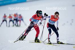 26.02.2021, Oberstdorf, Germany (GER): Akito Watabe (JPN), Jarl Magnus Riiber (NOR), (l-r)  - FIS nordic world ski championships nordic combined men, individual gundersen HS106/10km, Oberstdorf (GER). www.nordicfocus.com. © Thibaut/NordicFocus. Every downloaded picture is fee-liable.