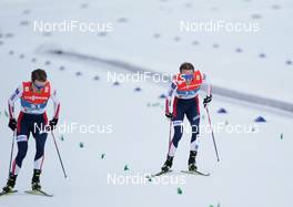 26.02.2021, Oberstdorf, Germany (GER): Joergen Graabak (NOR), Espen Bjoernstad (NOR), (l-r)  - FIS nordic world ski championships nordic combined men, individual gundersen HS106/10km, Oberstdorf (GER). www.nordicfocus.com. © Thibaut/NordicFocus. Every downloaded picture is fee-liable.