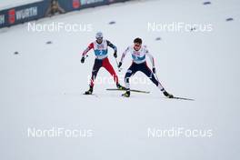 04.03.2021, Oberstdorf, Germany (GER): Akito Watabe (JPN), Jarl Magnus Riiber (NOR),   - FIS nordic world ski championships nordic combined men, individual gundersen HS137/10km, Oberstdorf (GER). www.nordicfocus.com. © Thibaut/NordicFocus. Every downloaded picture is fee-liable.