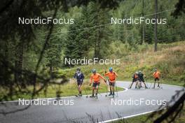 08.09.2022, Lavaze, Italy (ITA): Lukas Hofer (ITA), Malte Stefansson (SWE), Oskar Brandt (SWE), (l-r)  - Biathlon summer training, Lavaze (ITA). www.nordicfocus.com. © Vanzetta/NordicFocus. Every downloaded picture is fee-liable.