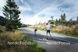 30.08.2022, Lavaze, Italy (ITA): Vetle Sjaastad Christiansen (NOR), Johannes Thingnes Boe (NOR), (l-r)  - Biathlon summer training, Lavaze (ITA). www.nordicfocus.com. © Vanzetta/NordicFocus. Every downloaded picture is fee-liable.