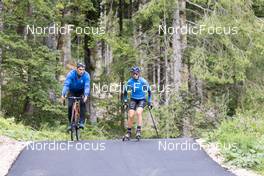 28.06.2022, Premanon, France (FRA): Cyril Burdet (FRA), coach Team France, Anais Chevalier-Bouchet (FRA), (l-r) - Biathlon summer training, Premanon (FRA). www.nordicfocus.com. © Manzoni/NordicFocus. Every downloaded picture is fee-liable.