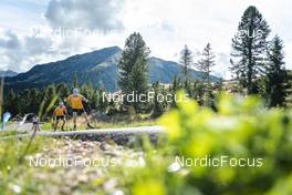 30.08.2022, Lavaze, Italy (ITA): Sturla Holm Laegreid (NOR), Tarjei Boe (NOR), (l-r)  - Biathlon summer training, Lavaze (ITA). www.nordicfocus.com. © Vanzetta/NordicFocus. Every downloaded picture is fee-liable.