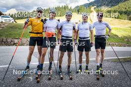 01.09.2022, Lavaze, Italy (ITA): Vetle Sjaastad Christiansen (NOR), Filip Fjeld Andersen (NOR), Sturla Holm Laegreid (NOR), Tarjei Boe (NOR), Johannes Thingnes Boe (NOR), (l-r)  - Biathlon summer training, Lavaze (ITA). www.nordicfocus.com. © Vanzetta/NordicFocus. Every downloaded picture is fee-liable.