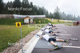 02.09.2022, Lavaze, Italy (ITA): Tarjei Boe (NOR), Sturla Holm Laegreid (NOR), Johannes Thingnes Boe (NOR), Filip Fjeld Andersen (NOR), Vetle Sjaastad Christiansen (NOR), (l-r)  - Biathlon summer training, Lavaze (ITA). www.nordicfocus.com. © Vanzetta/NordicFocus. Every downloaded picture is fee-liable.