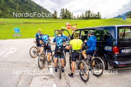 31.08.2022, Antholz, Italy (ITA): Sebastian Samuelsson (SWE), Peppe Femling (SWE), Oskar Brandt (SWE), Malte Stefansson (SWE), Jesper Nelin (SWE), (l-r)  - Biathlon summer training, Antholz (ITA). www.nordicfocus.com. © Barbieri/NordicFocus. Every downloaded picture is fee-liable.