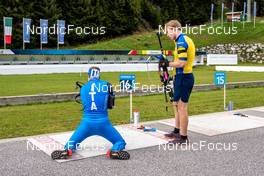 31.08.2022, Antholz, Italy (ITA): Lukas Hofer (ITA), Sebastian Samuelsson (SWE), (l-r)  - Biathlon summer training, Antholz (ITA). www.nordicfocus.com. © Barbieri/NordicFocus. Every downloaded picture is fee-liable.