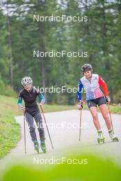 26.08.2022, Bessans, France (FRA): Jeanne Richard (FRA), Fany Bertrand (FRA), (l-r) - Biathlon summer training, Bessans (FRA). www.nordicfocus.com. © Authamayou/NordicFocus. Every downloaded picture is fee-liable.