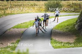 02.09.2022, Lavaze, Italy (ITA): Johannes Thingnes Boe (NOR), Vetle Sjaastad Christiansen (NOR), Tarjei Boe (NOR), Filip Fjeld Andersen (NOR), Sturla Holm Laegreid (NOR), (l-r)  - Biathlon summer training, Lavaze (ITA). www.nordicfocus.com. © Vanzetta/NordicFocus. Every downloaded picture is fee-liable.