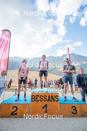 25.08.2022, Bessans, France (FRA): Julia Simon (FRA), Lou Jeanmonnot (FRA), Emilien Jacquelin (FRA) - Biathlon summer training, Bessans (FRA). www.nordicfocus.com. © Authamayou/NordicFocus. Every downloaded picture is fee-liable.