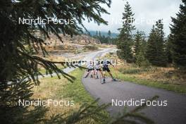 02.09.2022, Lavaze, Italy (ITA): Johannes Thingnes Boe (NOR), Tarjei Boe (NOR), Vetle Sjaastad Christiansen (NOR), (l-r)  - Biathlon summer training, Lavaze (ITA). www.nordicfocus.com. © Vanzetta/NordicFocus. Every downloaded picture is fee-liable.