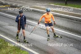 08.09.2022, Lavaze, Italy (ITA): Lukas Hofer (ITA), Malte Stefansson (SWE), (l-r)  - Biathlon summer training, Lavaze (ITA). www.nordicfocus.com. © Vanzetta/NordicFocus. Every downloaded picture is fee-liable.