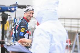 15.10.2022, Oberhof, Germany (GER): Johannes Thingnes Boe (NOR), Siegfried Mazet (FRA) - Biathlon summer training, Oberhof (GER). www.nordicfocus.com. © Reichert/NordicFocus. Every downloaded picture is fee-liable.