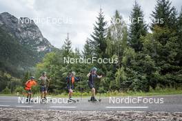 08.09.2022, Lavaze, Italy (ITA): Oskar Brandt (SWE), Peppe Femling (SWE), Jesper Nelin (SWE), Sebastian Samuelsson (SWE), (l-r)  - Biathlon summer training, Lavaze (ITA). www.nordicfocus.com. © Vanzetta/NordicFocus. Every downloaded picture is fee-liable.